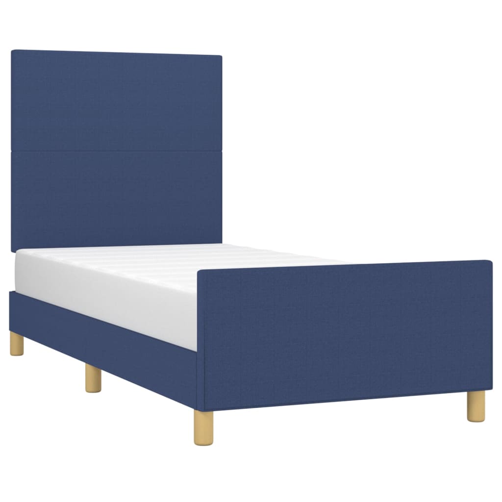 Cadre de lit sans matelas bleu 90x190 cm tissu - XIOS