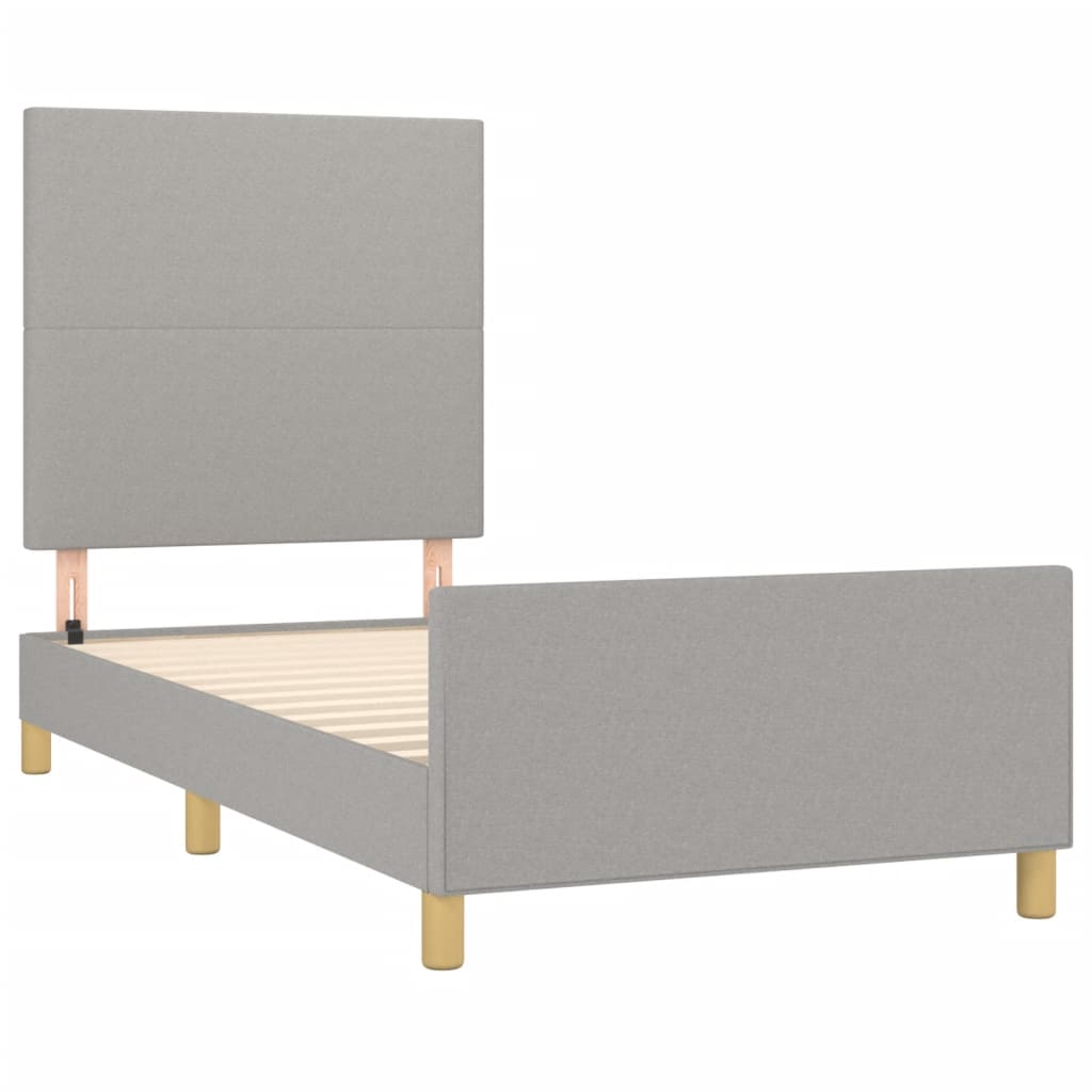 Cadre de lit sans matelas gris clair 90x200 cm tissu - XIOS
