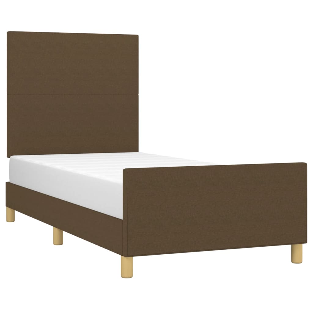 Cadre de lit sans matelas marron foncé 100x200 cm tissu - XIOS