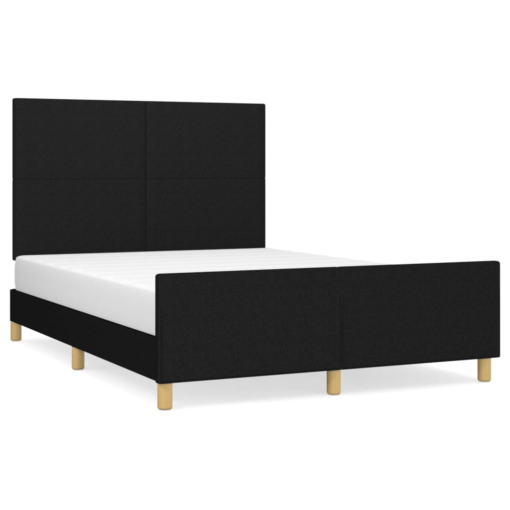 Cadre de lit sans matelas noir 140x190 cm tissu - XIOS