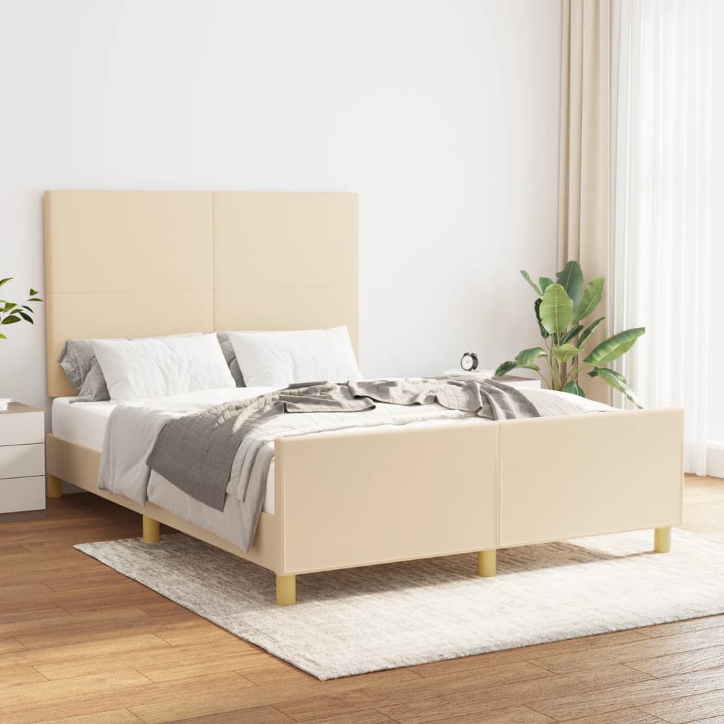 Cadre de lit sans matelas crème 140x190 cm tissu - XIOS