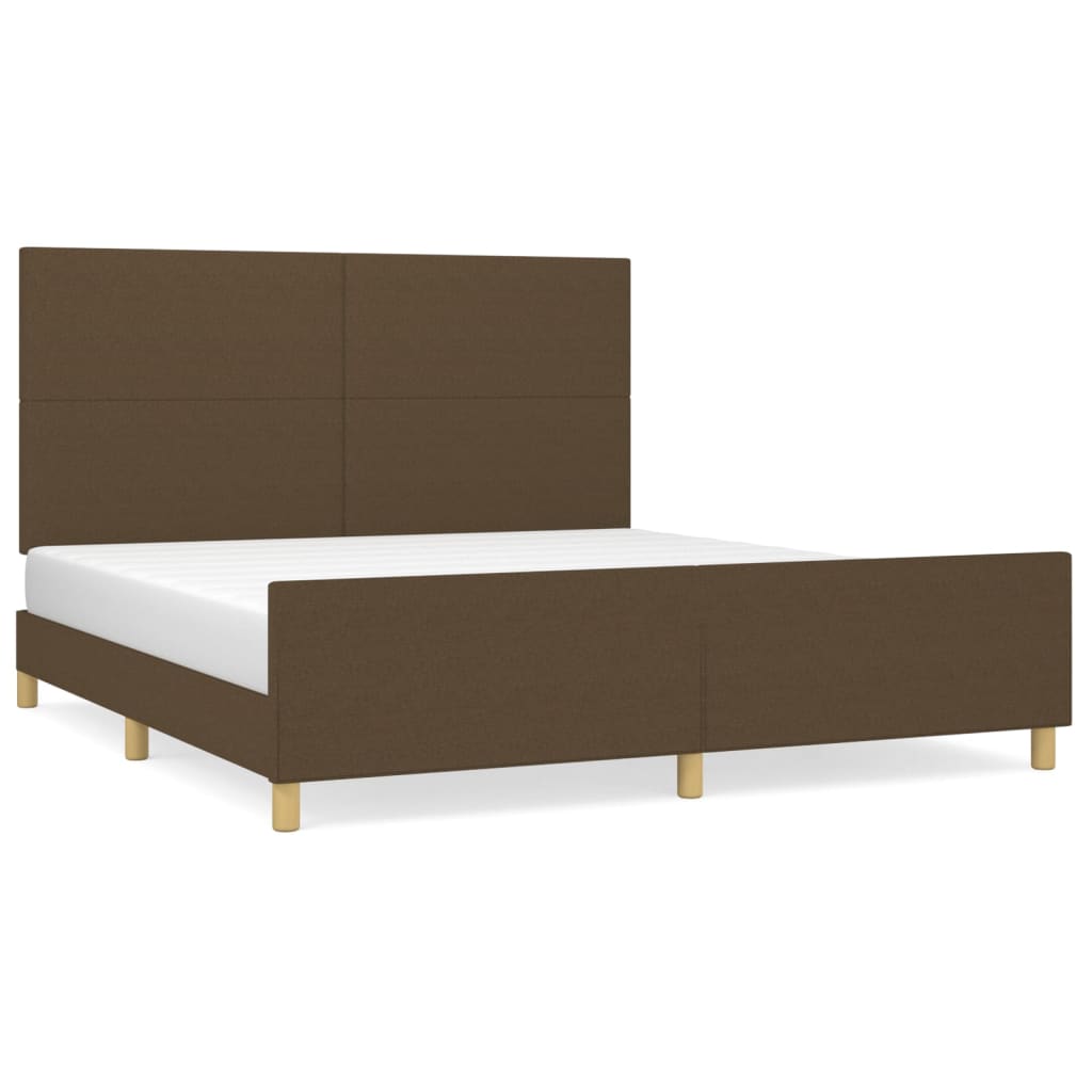 Cadre de lit sans matelas marron foncé 160x200 cm tissu - XIOS