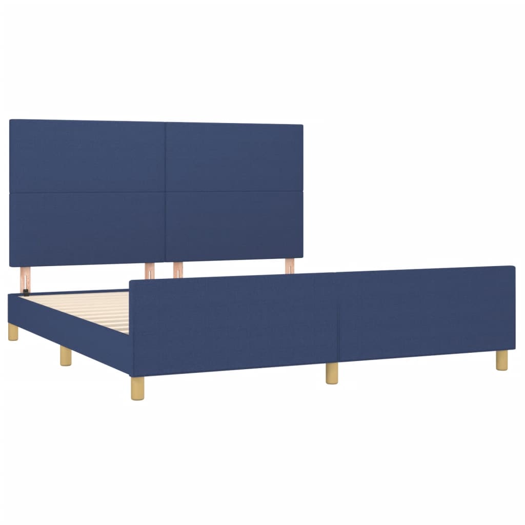 Cadre de lit sans matelas bleu 160x200 cm tissu - XIOS