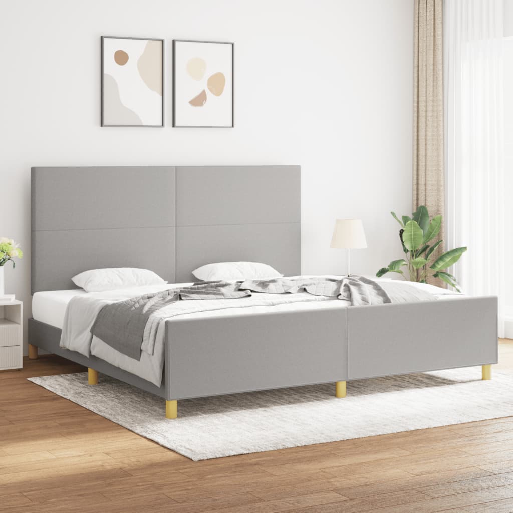 Cadre de lit sans matelas gris clair 200x200 cm tissu - XIOS