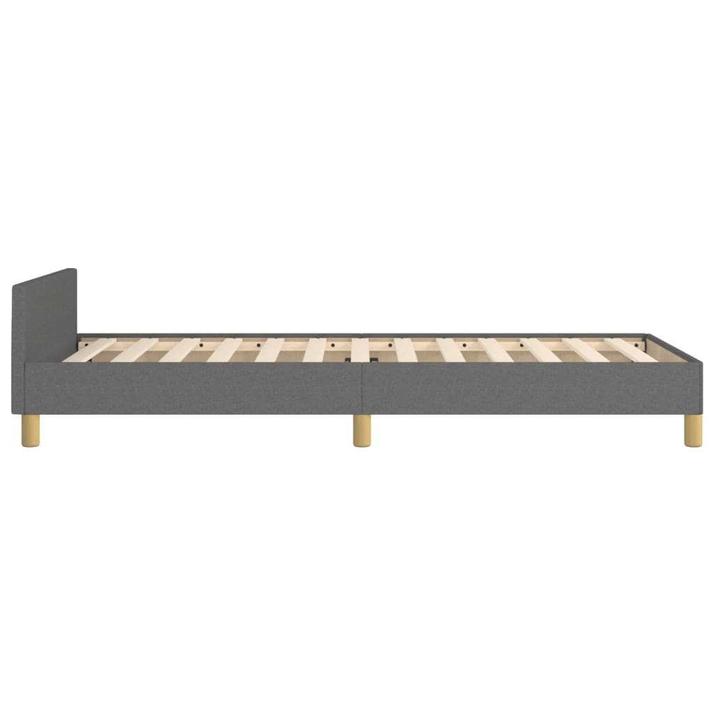 Cadre de lit sans matelas gris foncé 90x190 cm tissu - XIOS