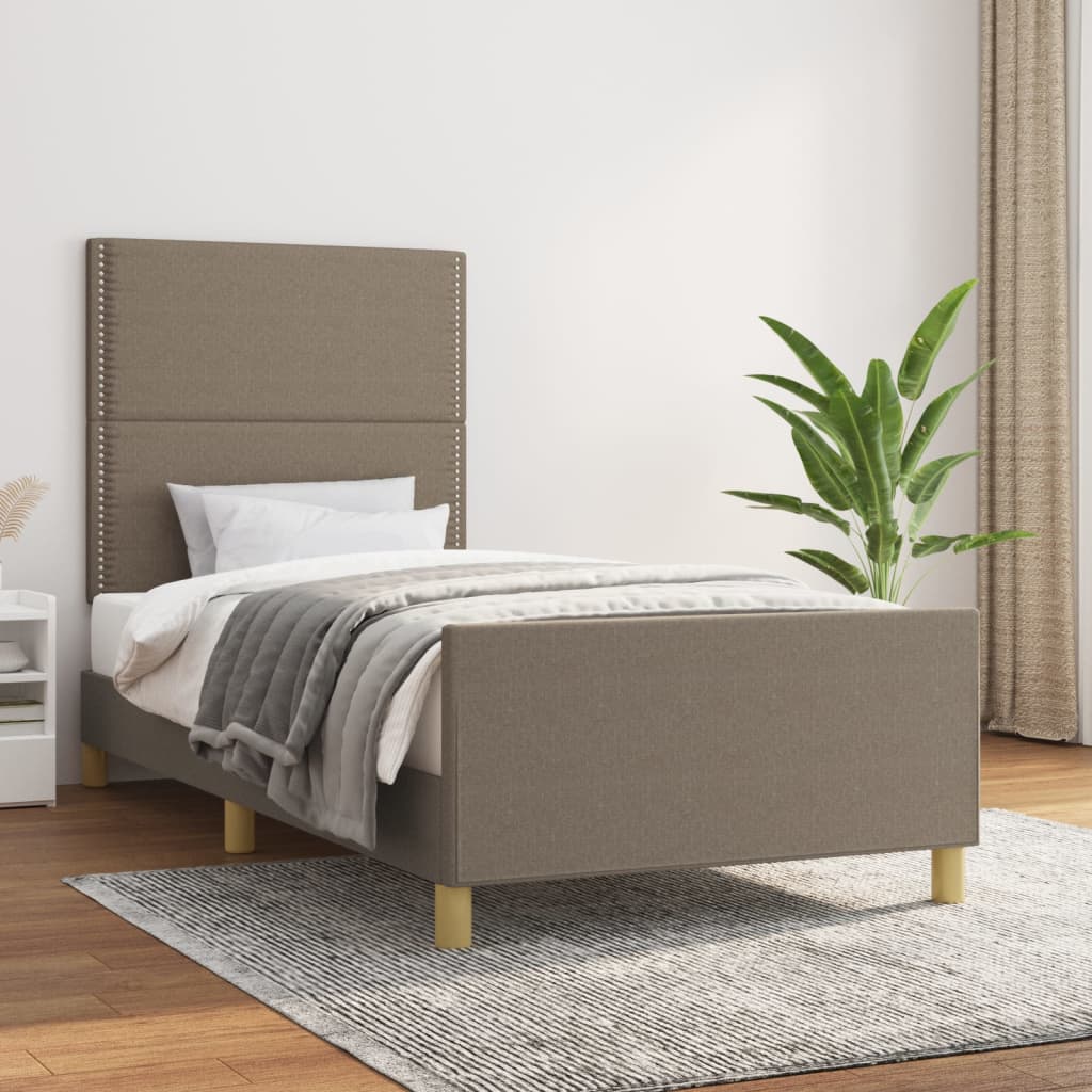 Cadre de lit sans matelas taupe 90x200 cm tissu - XIOS