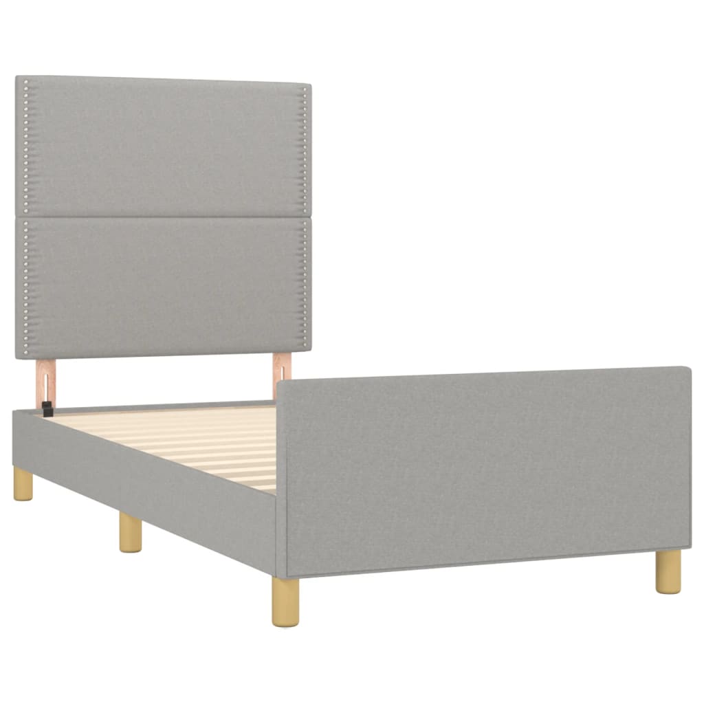Cadre de lit sans matelas gris clair 100x200 cm tissu - XIOS
