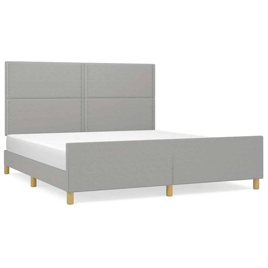 Cadre de lit sans matelas gris clair 180x200 cm tissu - XIOS