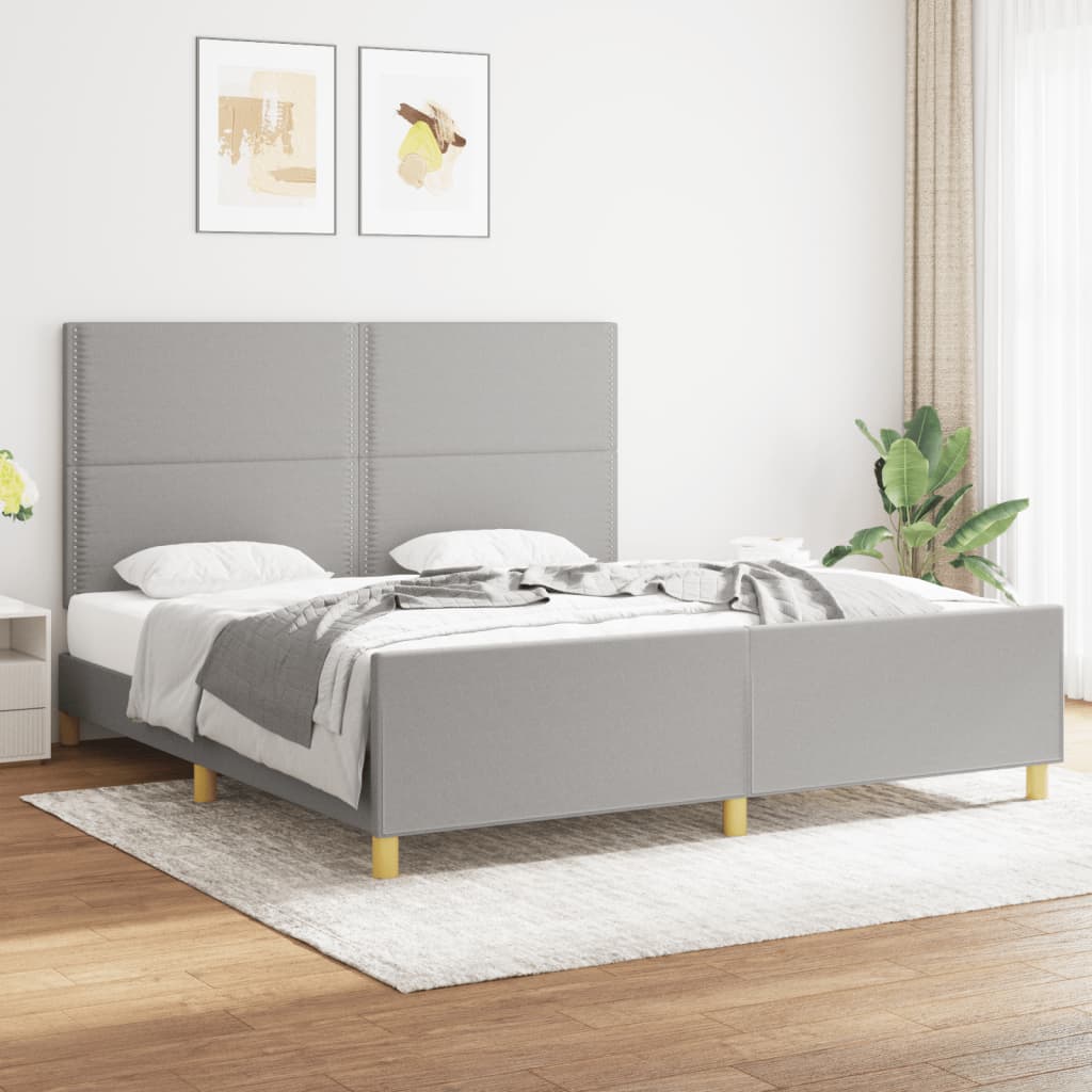 Cadre de lit sans matelas gris clair 180x200 cm tissu - XIOS