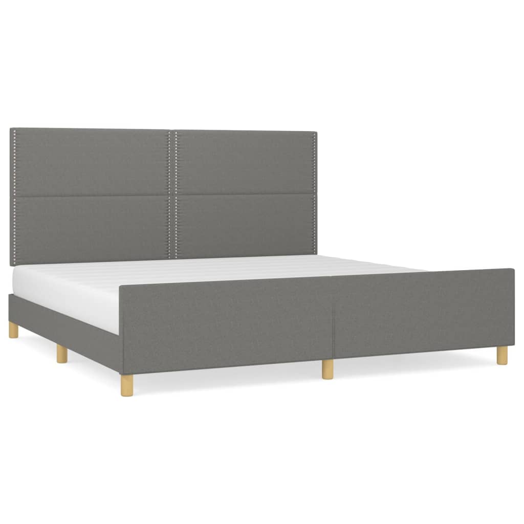 Cadre de lit sans matelas gris foncé 200x200 cm tissu - XIOS