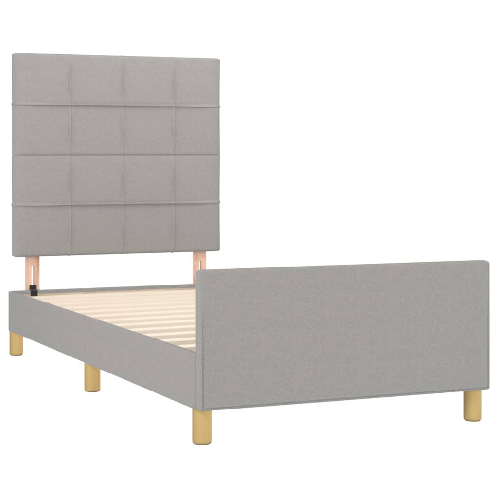 Cadre de lit sans matelas gris clair 80x200 cm tissu - XIOS