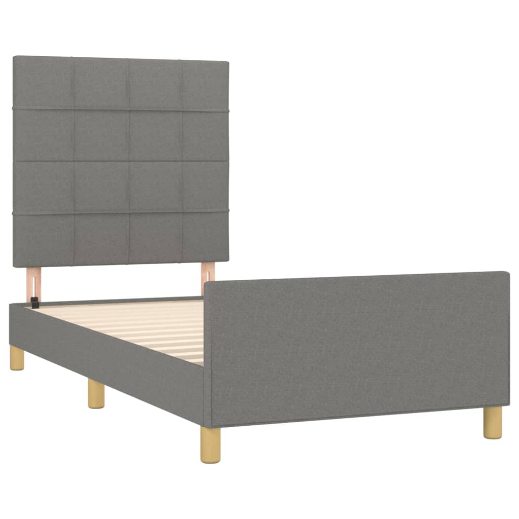 Cadre de lit sans matelas gris foncé 80x200 cm tissu - XIOS