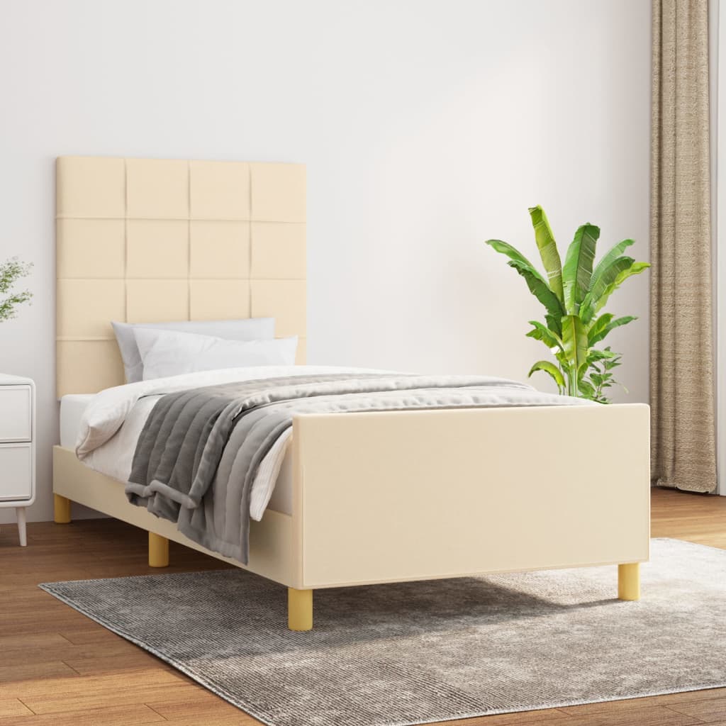 Cadre de lit sans matelas crème 80x200 cm tissu - XIOS