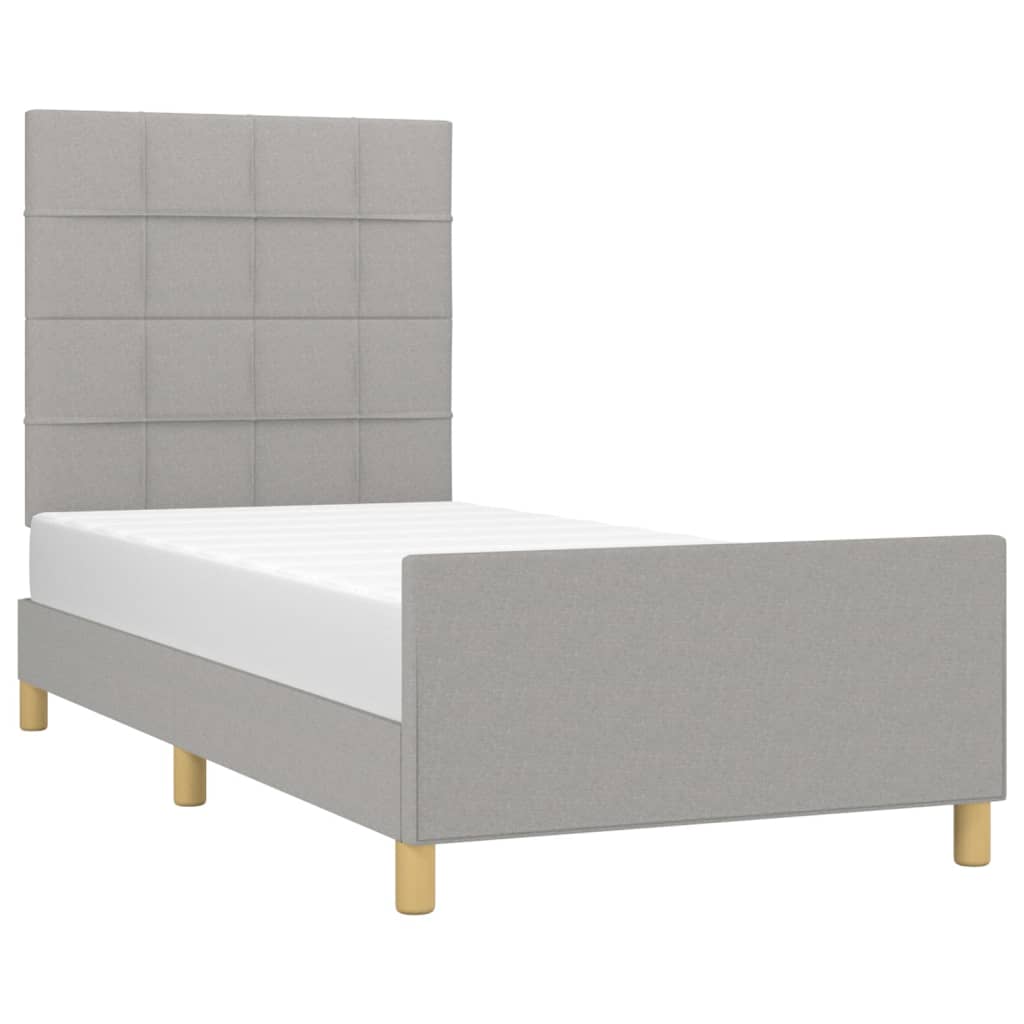 Cadre de lit sans matelas gris clair 90x190 cm tissu - XIOS
