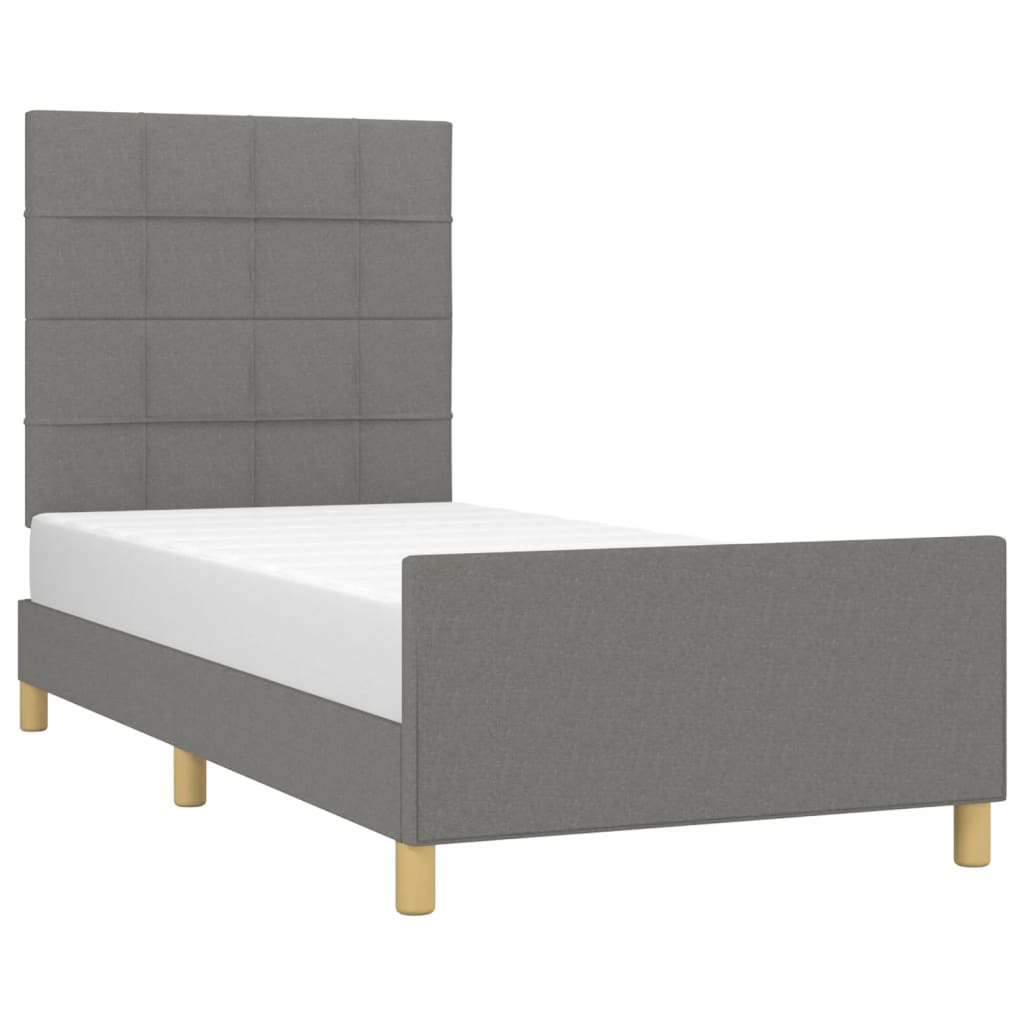 Cadre de lit sans matelas gris foncé 90x190 cm tissu - XIOS