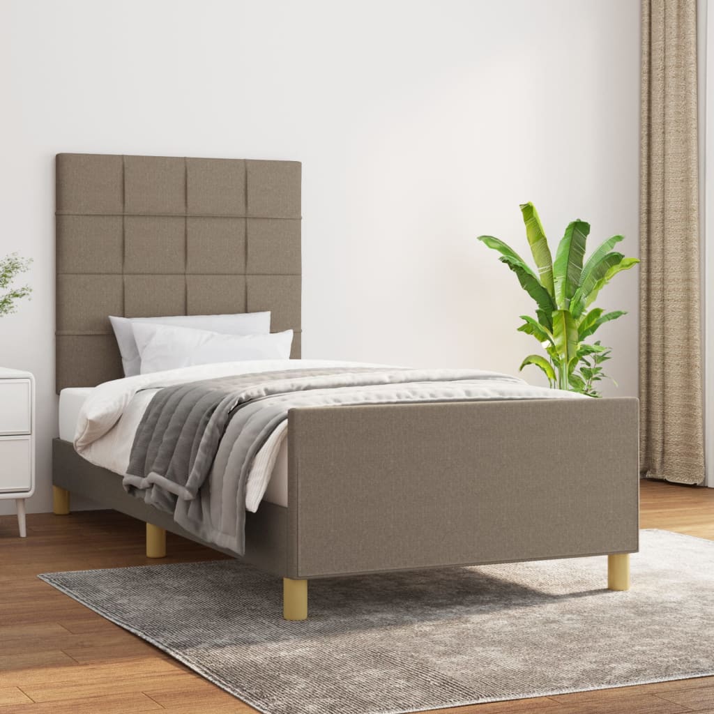 Cadre de lit sans matelas taupe 90x190 cm tissu - XIOS