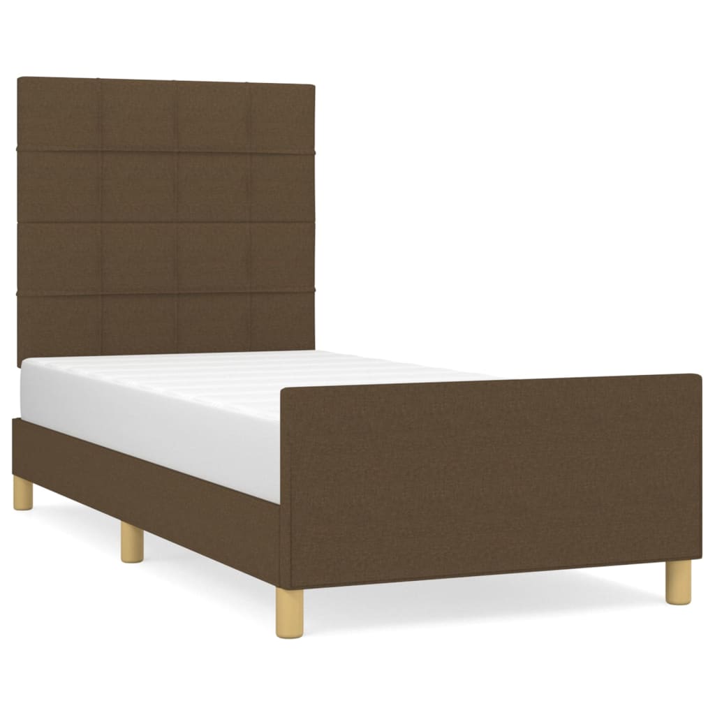 Cadre de lit sans matelas marron foncé 100x200 cm tissu - XIOS