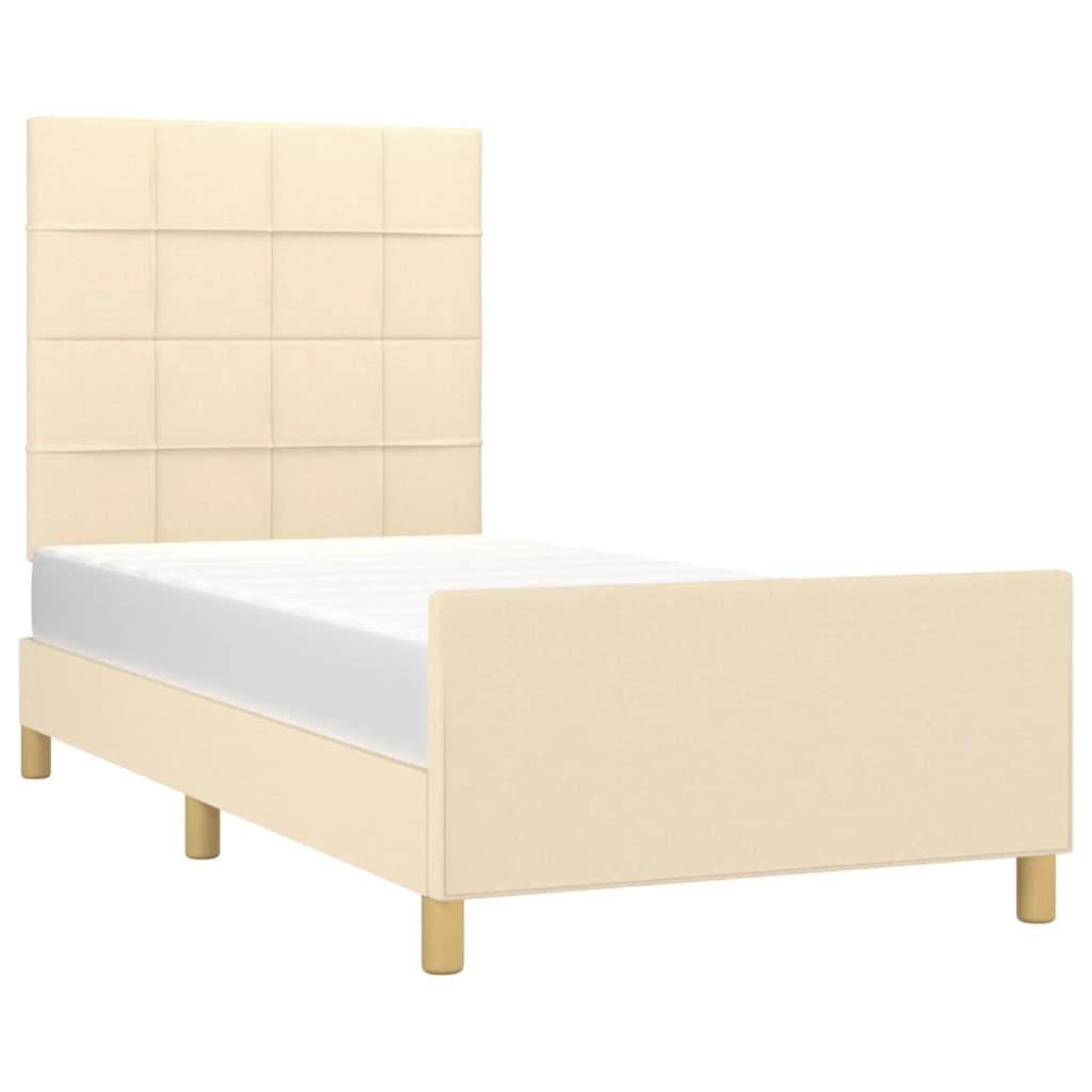 Cadre de lit sans matelas crème 100x200 cm tissu - XIOS
