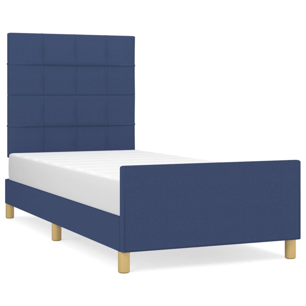 Cadre de lit sans matelas bleu 100x200 cm tissu - XIOS