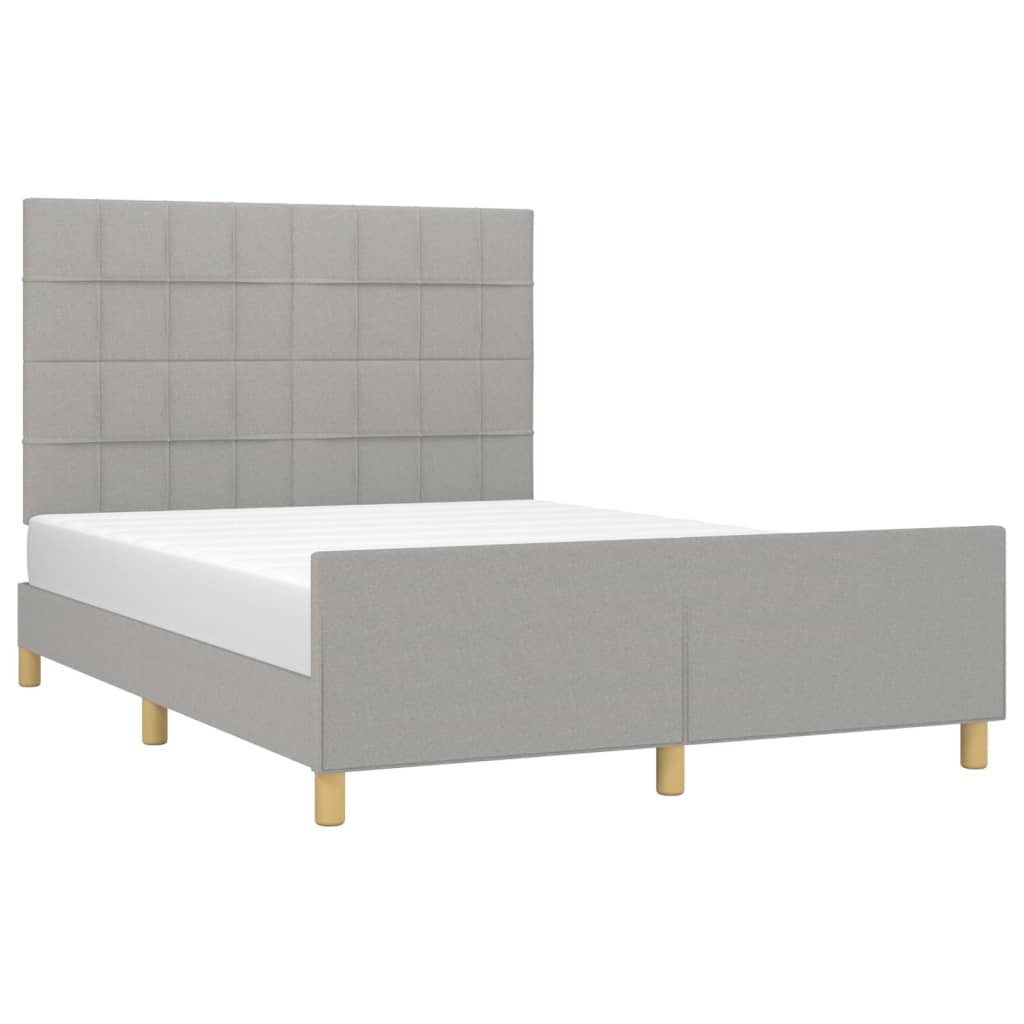 Cadre de lit sans matelas gris clair 140x200 cm tissu - XIOS