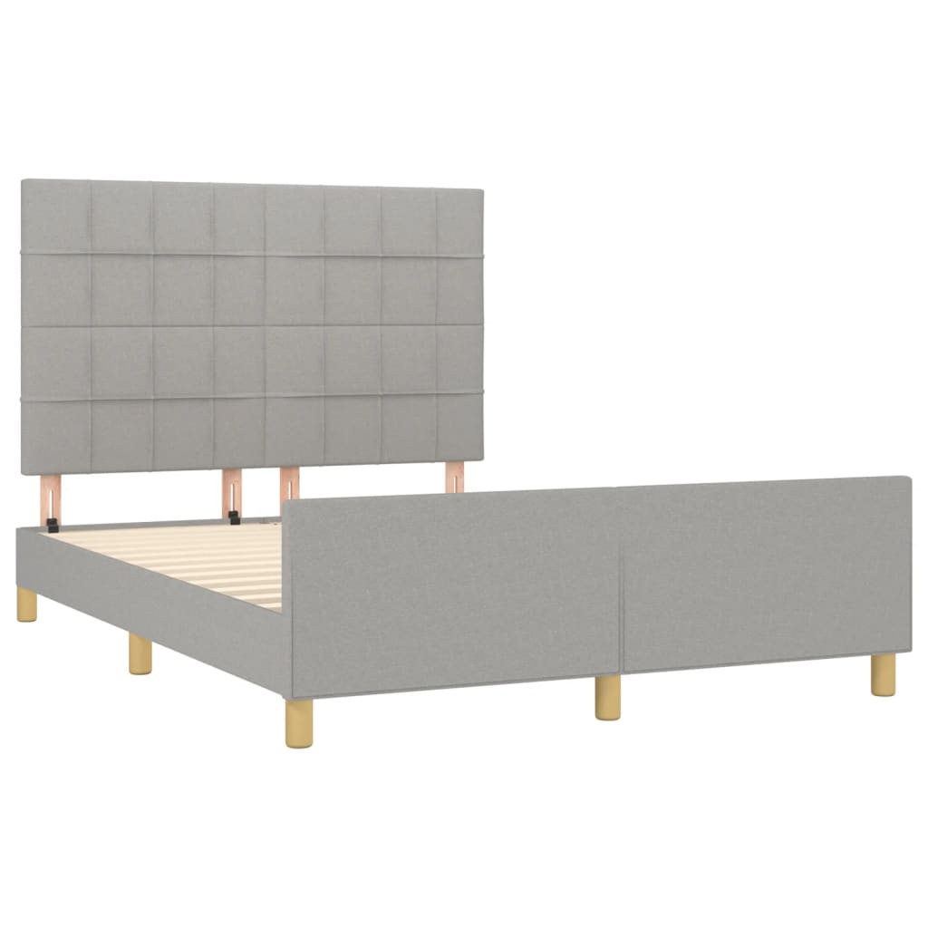 Cadre de lit sans matelas gris clair 140x200 cm tissu - XIOS