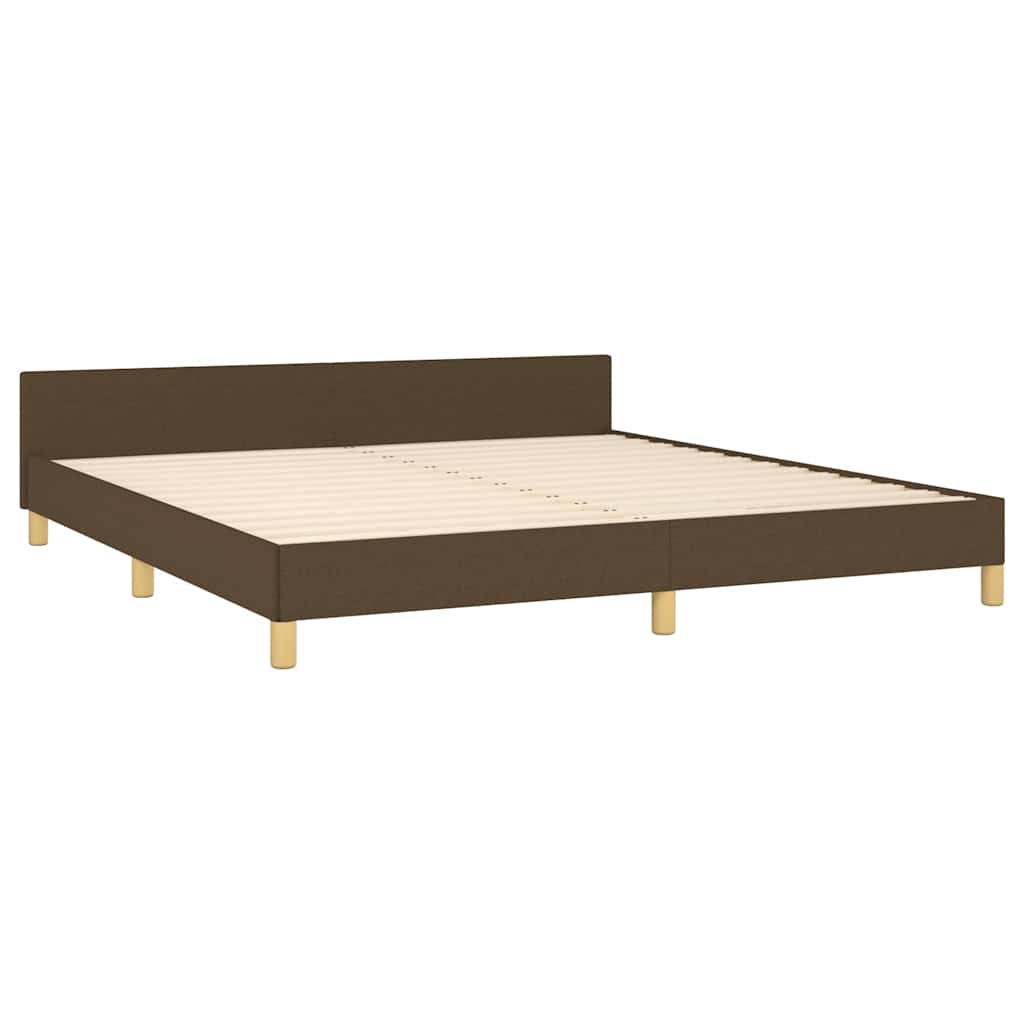 Cadre de lit sans matelas marron foncé 160x200 cm tissu - XIOS