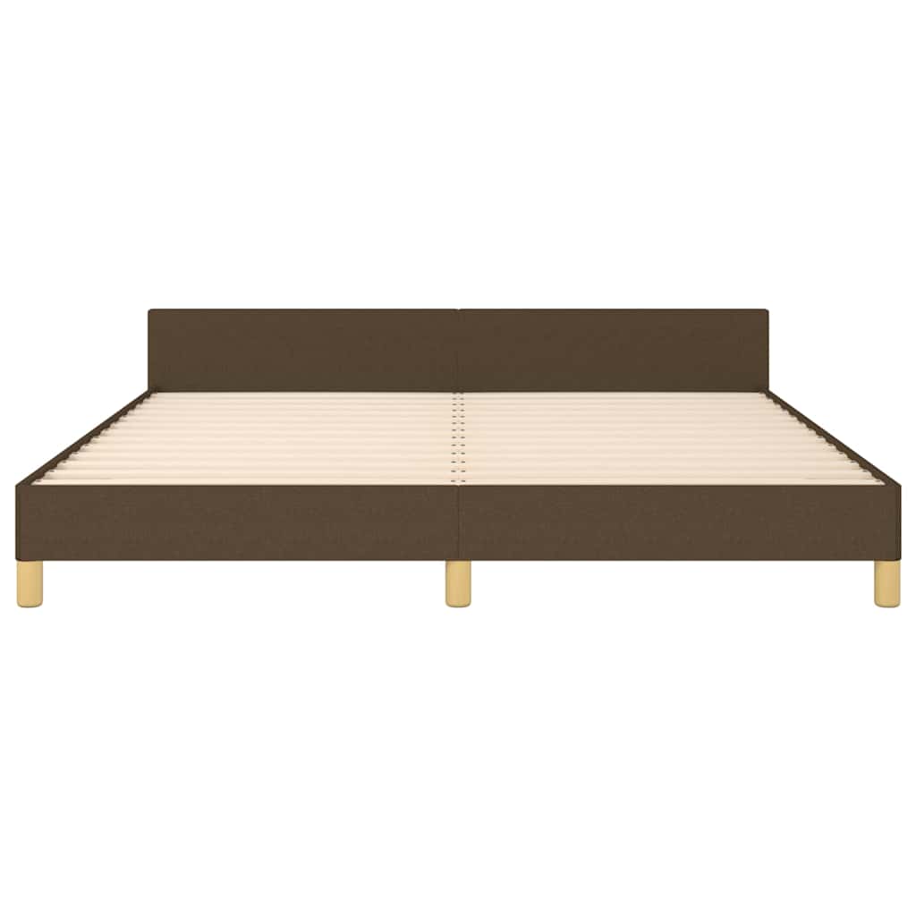 Cadre de lit sans matelas marron foncé 160x200 cm tissu - XIOS