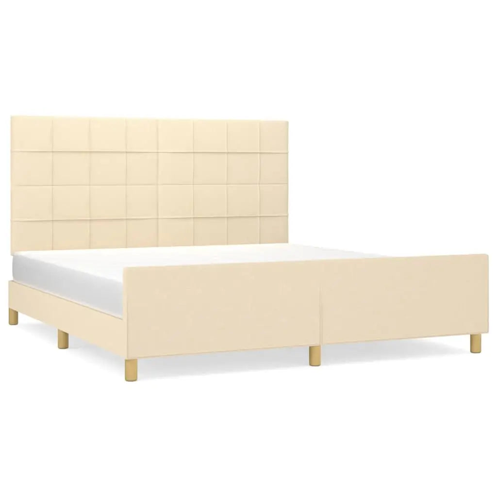 Cadre de lit sans matelas crème 160x200 cm tissu - XIOS