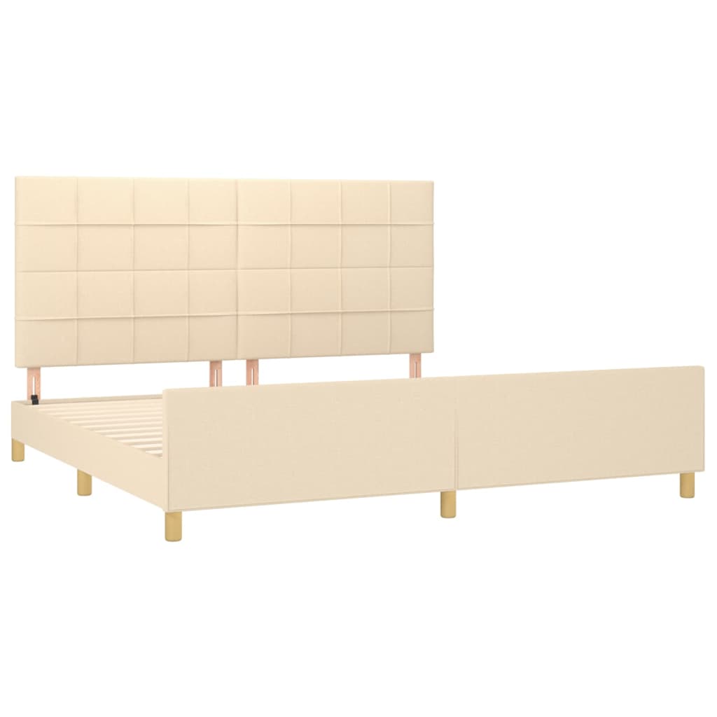 Cadre de lit sans matelas crème 200x200 cm tissu - XIOS