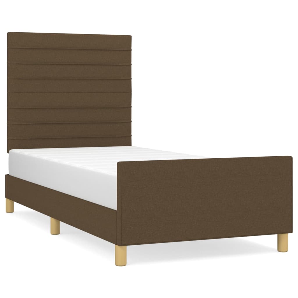 Cadre de lit sans matelas marron foncé 80x200 cm tissu - XIOS