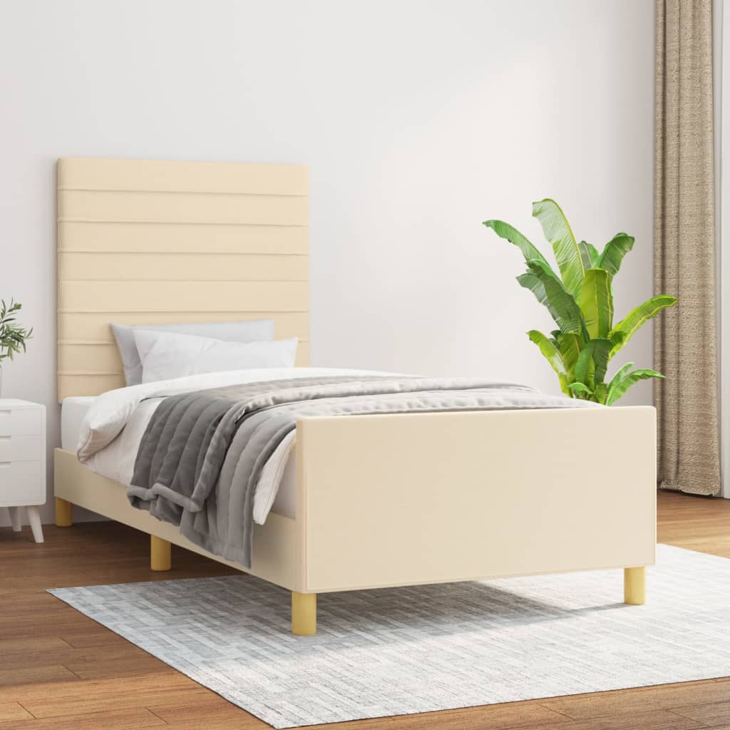 Cadre de lit sans matelas crème 80x200 cm tissu - XIOS