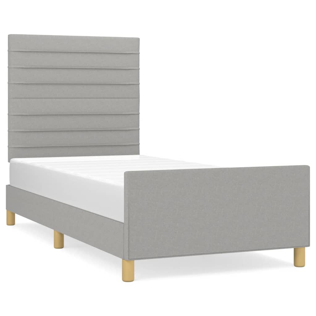 Cadre de lit sans matelas gris clair 90x190 cm tissu - XIOS