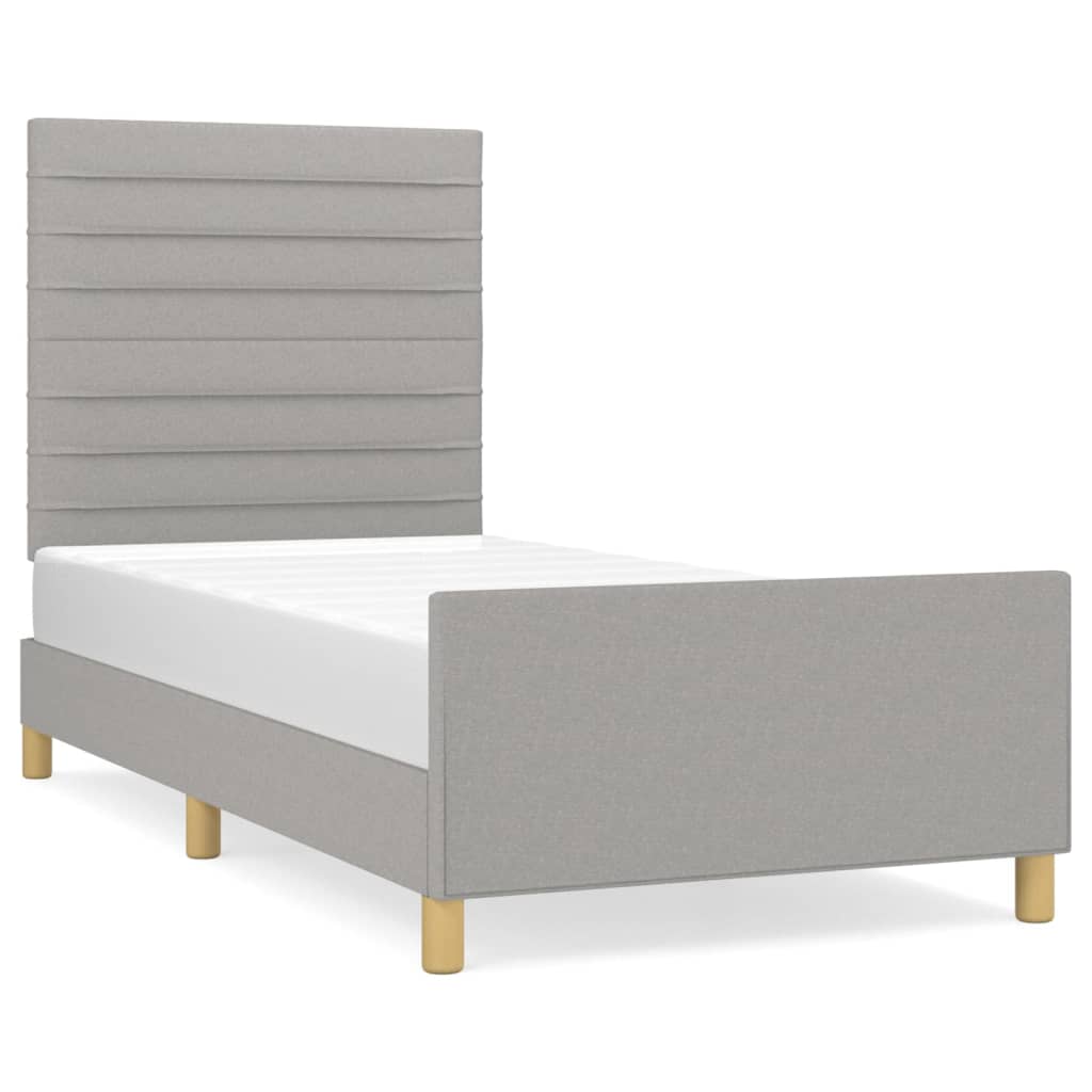 Cadre de lit sans matelas gris clair 90x200 cm tissu - XIOS