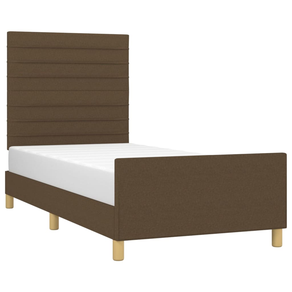 Cadre de lit sans matelas marron foncé 90x200 cm tissu - XIOS