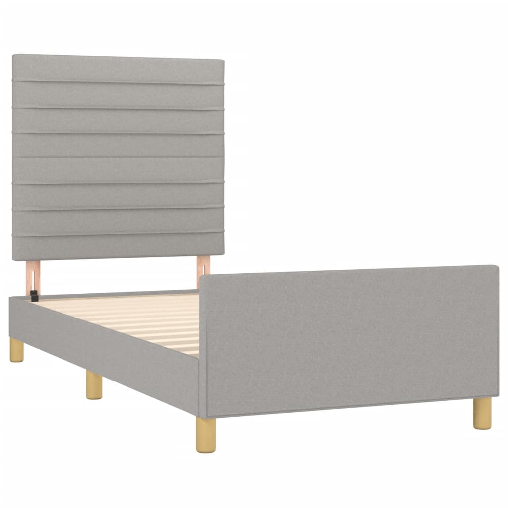Cadre de lit sans matelas gris clair 100x200 cm tissu - XIOS