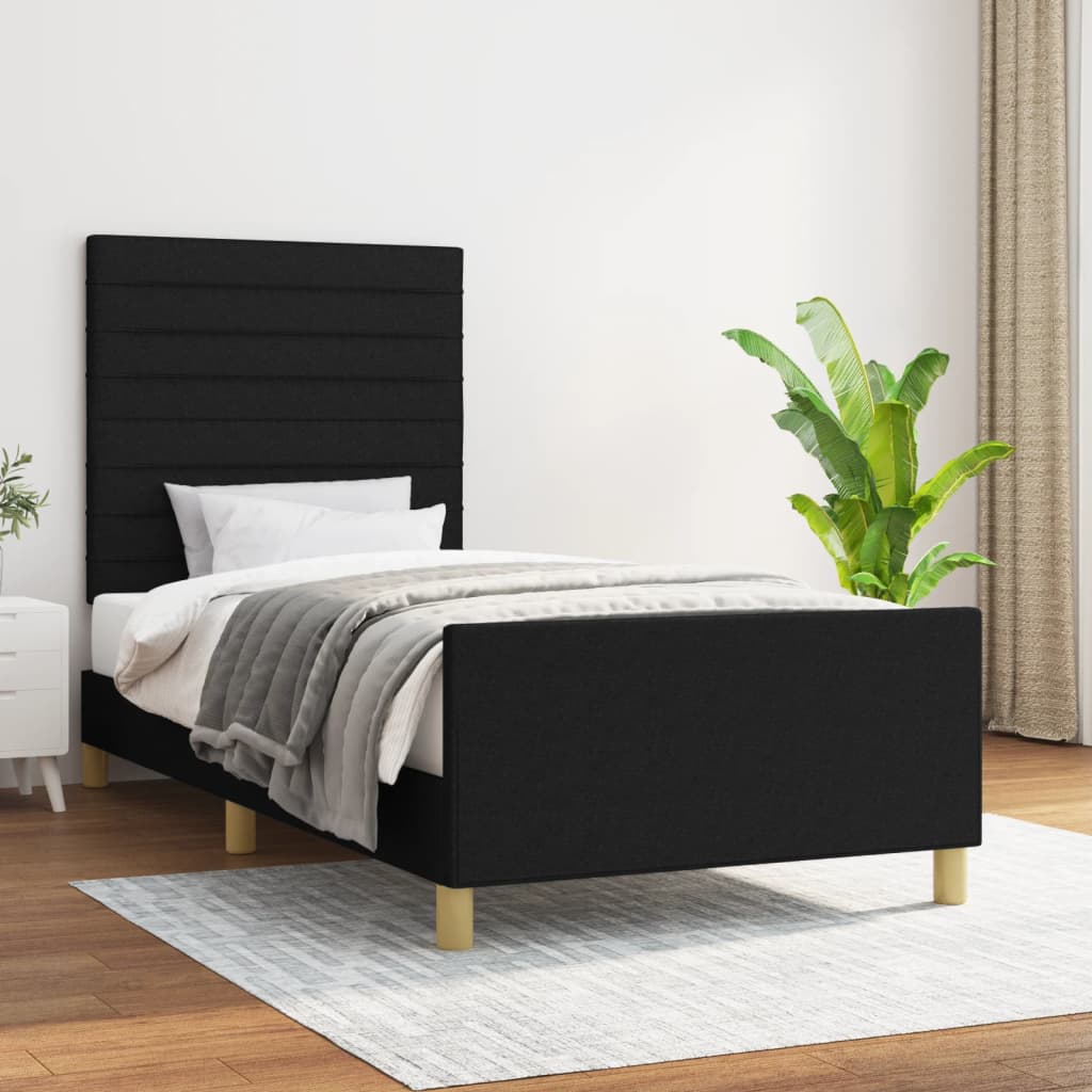 Cadre de lit sans matelas noir 100x200 cm tissu - XIOS