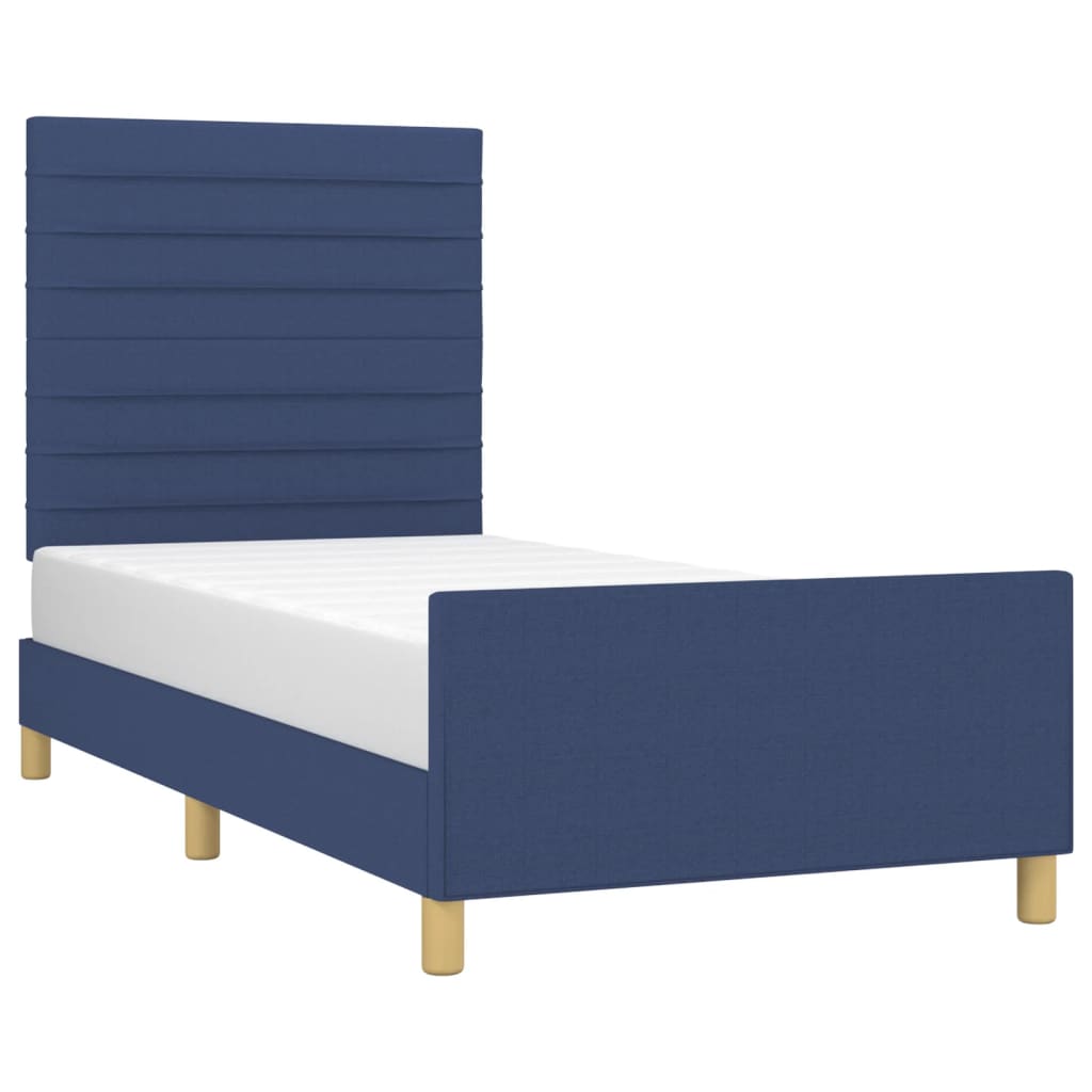 Cadre de lit sans matelas bleu 100x200 cm tissu - XIOS