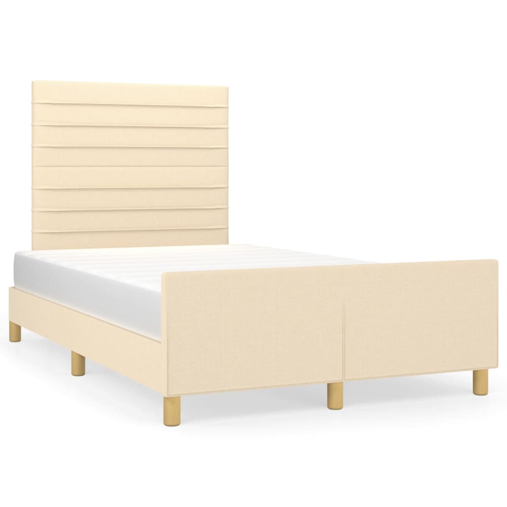 Cadre de lit sans matelas crème 120x200 cm tissu - XIOS