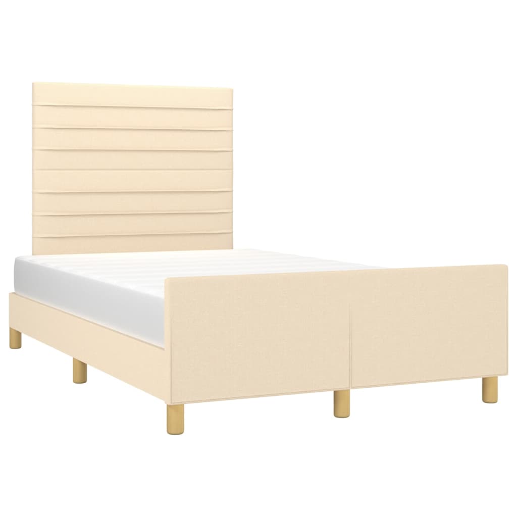 Cadre de lit sans matelas crème 120x200 cm tissu - XIOS