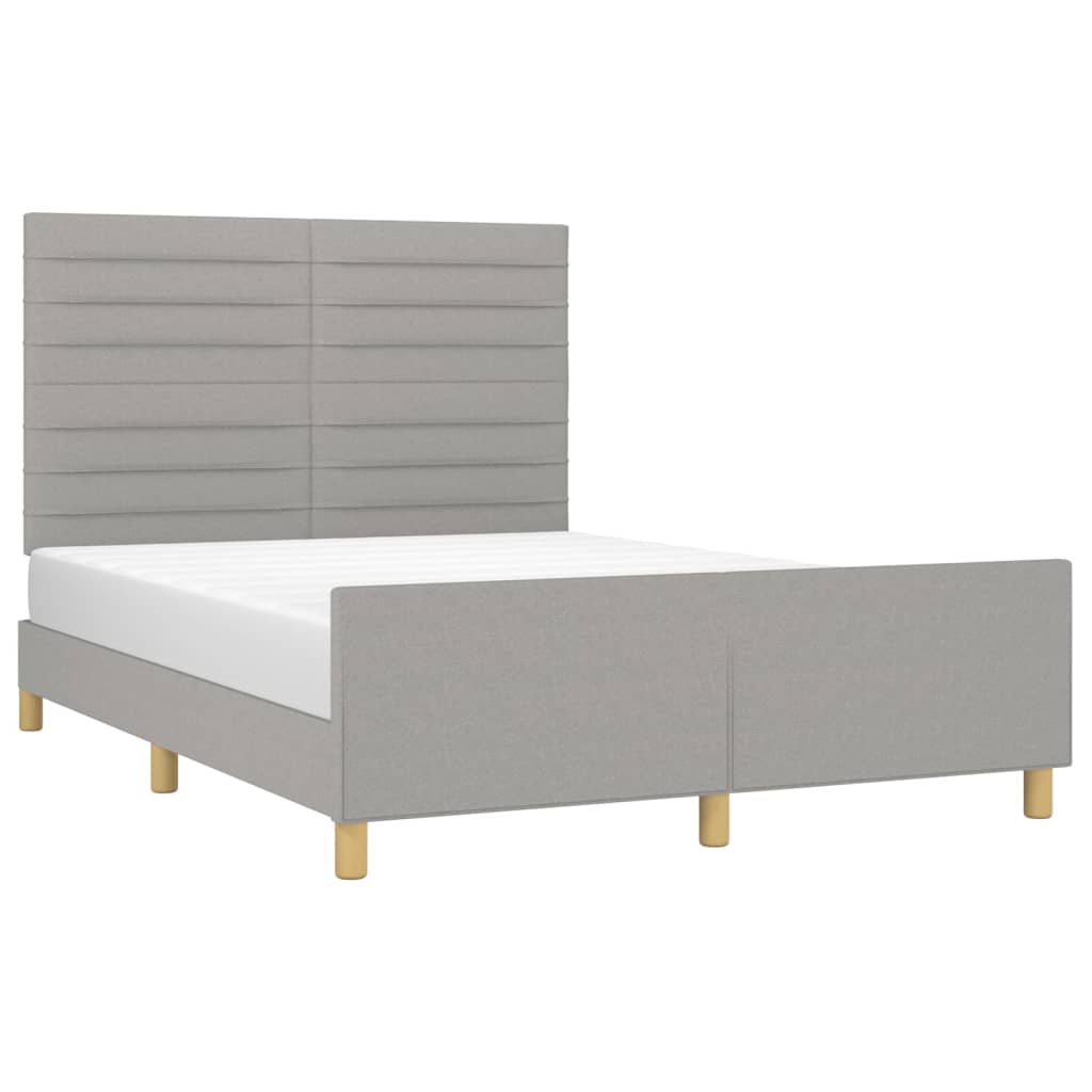 Cadre de lit sans matelas gris clair 140x190 cm tissu - XIOS