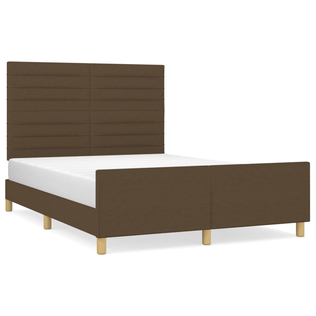 Cadre de lit sans matelas marron foncé 140x190 cm tissu - XIOS