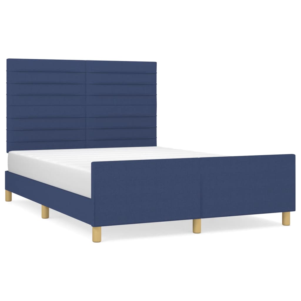 Cadre de lit sans matelas bleu 140x190 cm tissu - XIOS