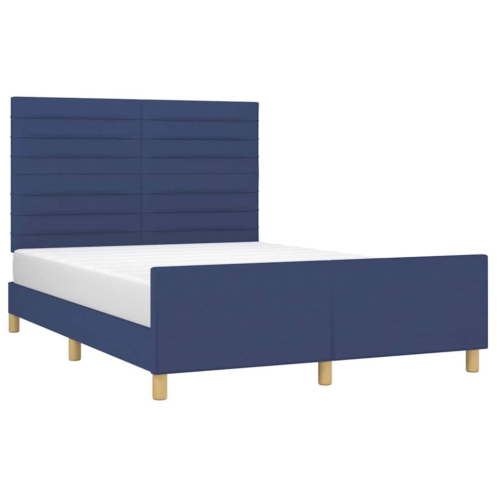 Cadre de lit sans matelas bleu 140x190 cm tissu - XIOS