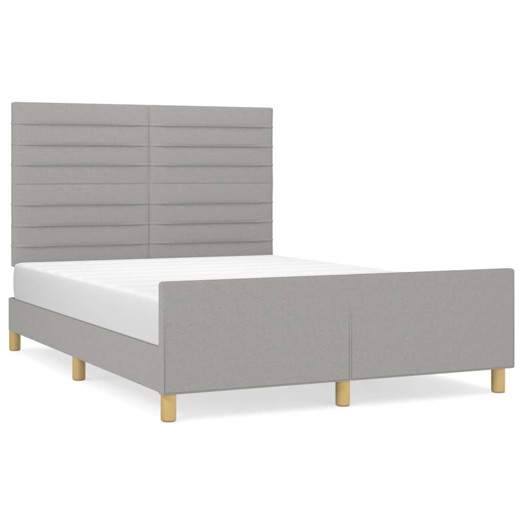 Cadre de lit sans matelas gris clair 140x200 cm tissu - XIOS