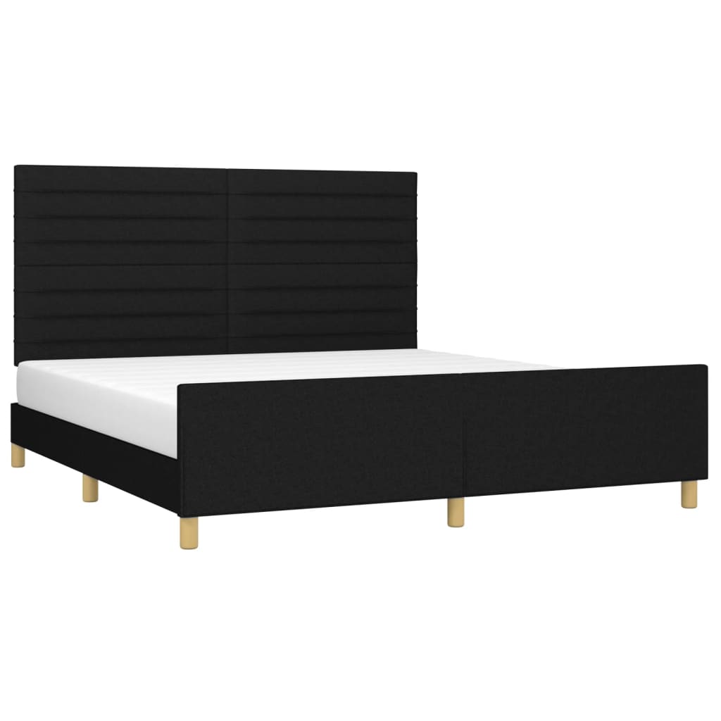 Cadre de lit sans matelas noir 160x200 cm tissu - XIOS