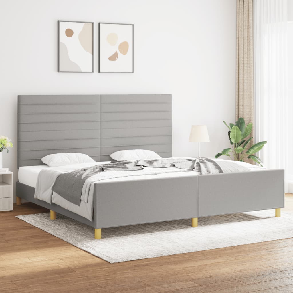 Cadre de lit sans matelas gris clair 200x200 cm tissu - XIOS