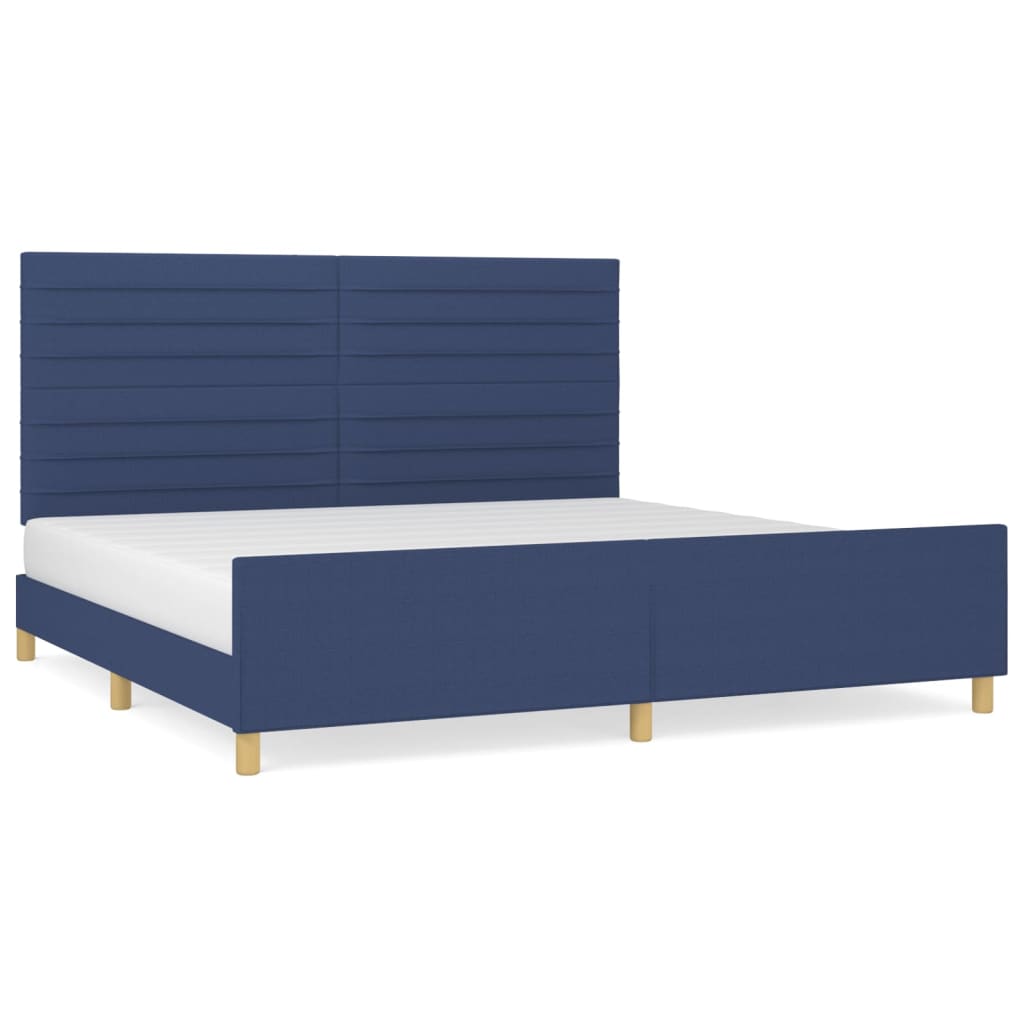 Cadre de lit sans matelas bleu 200x200 cm tissu - XIOS