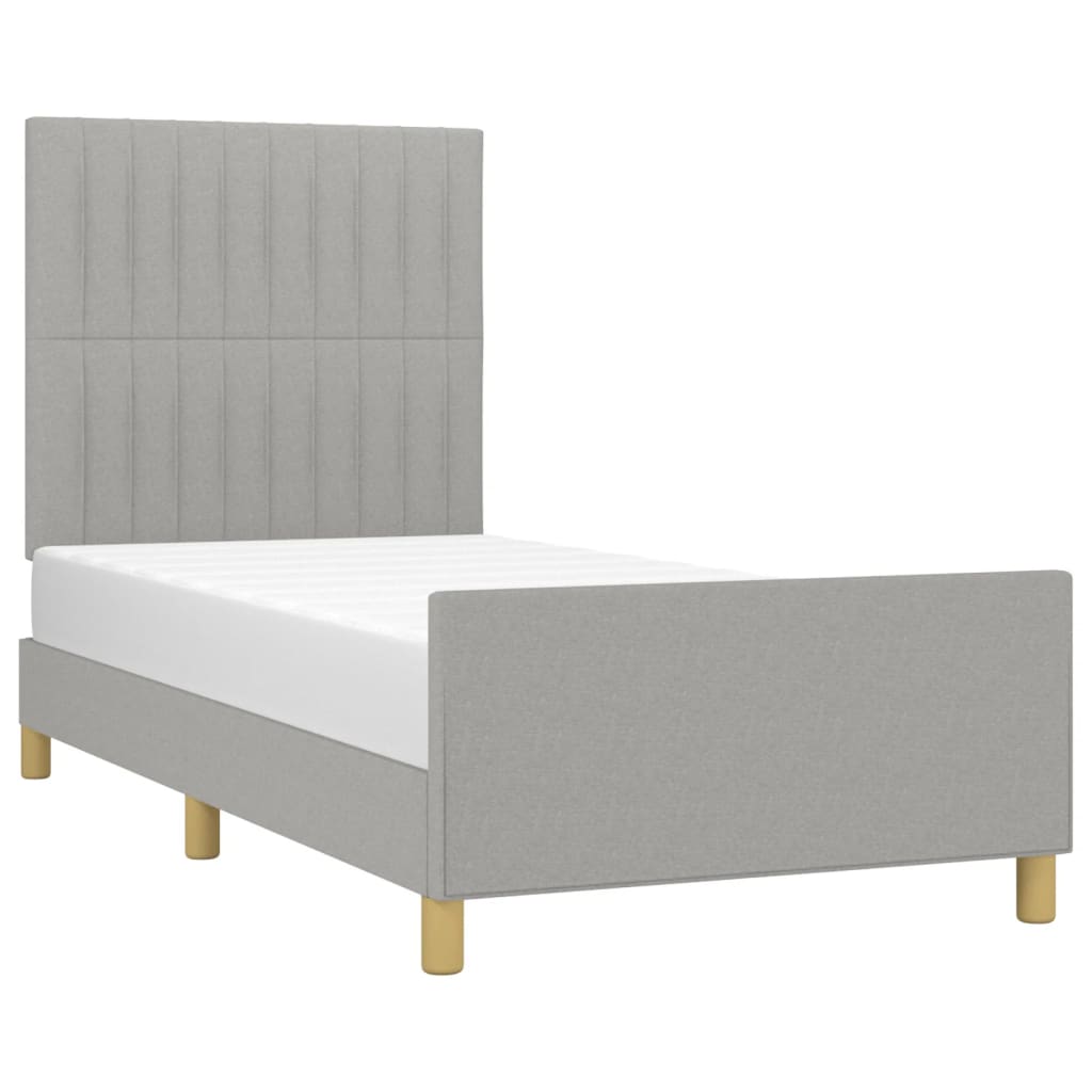 Cadre de lit sans matelas gris clair 90x190 cm tissu - XIOS