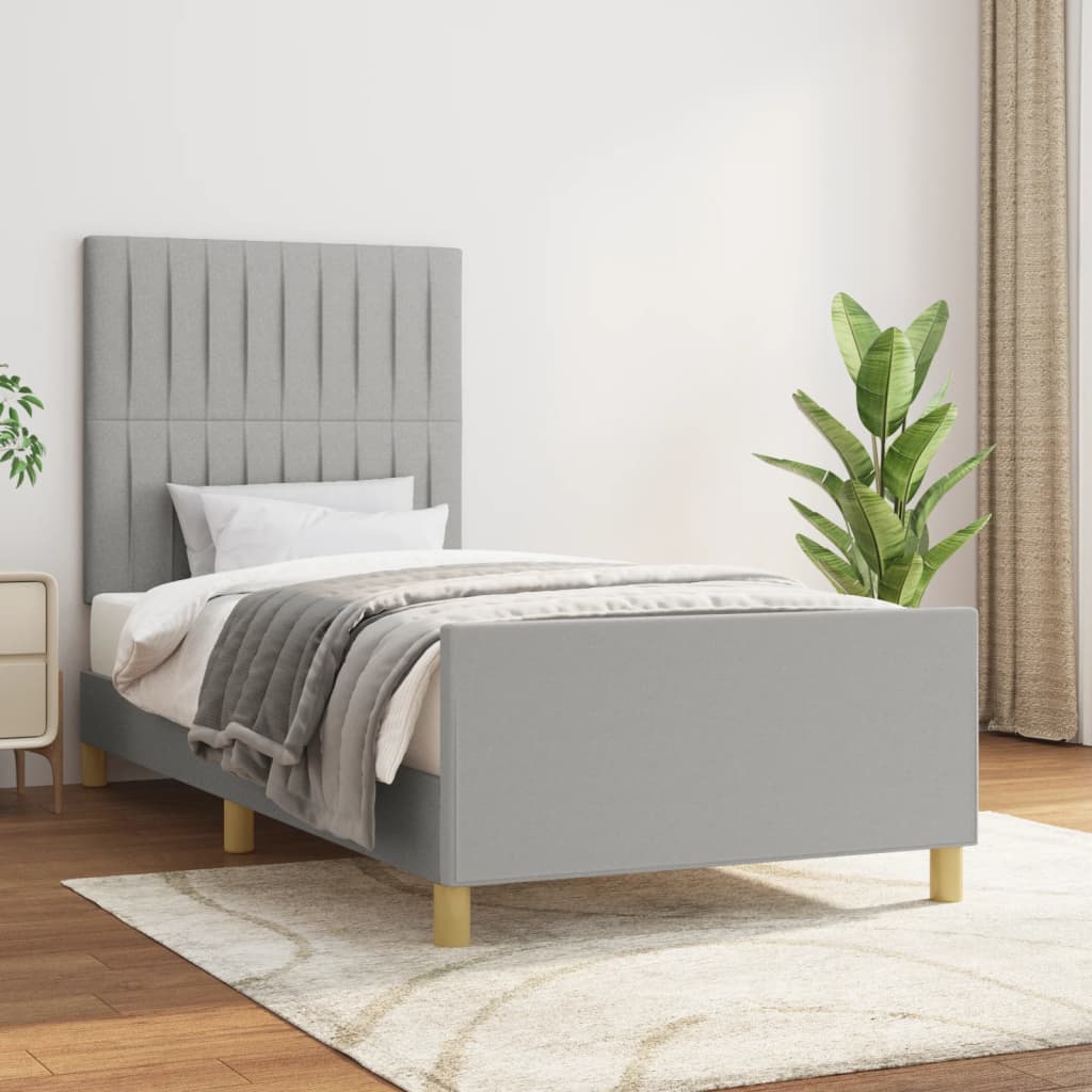 Cadre de lit sans matelas gris clair 90x190 cm tissu - XIOS