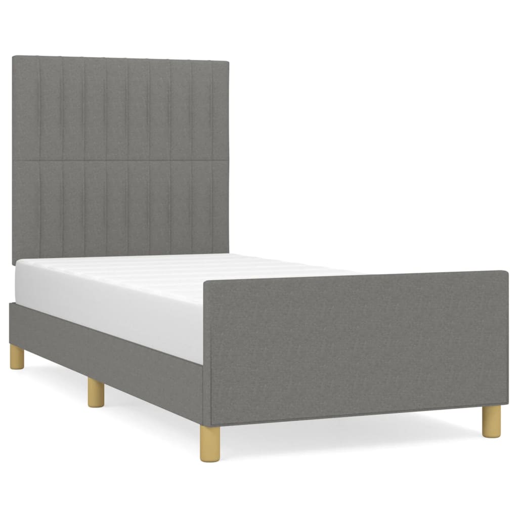Cadre de lit sans matelas gris foncé 90x200 cm tissu - XIOS